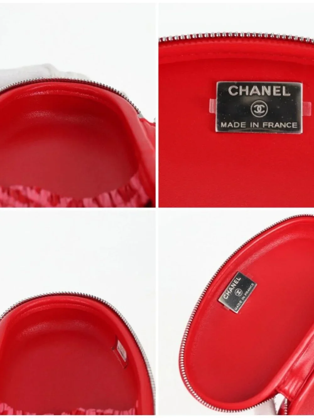 CHANEL Chain Glasses Sunglasses Case Glasses Case Leather Red CC Auth bs24979SAM